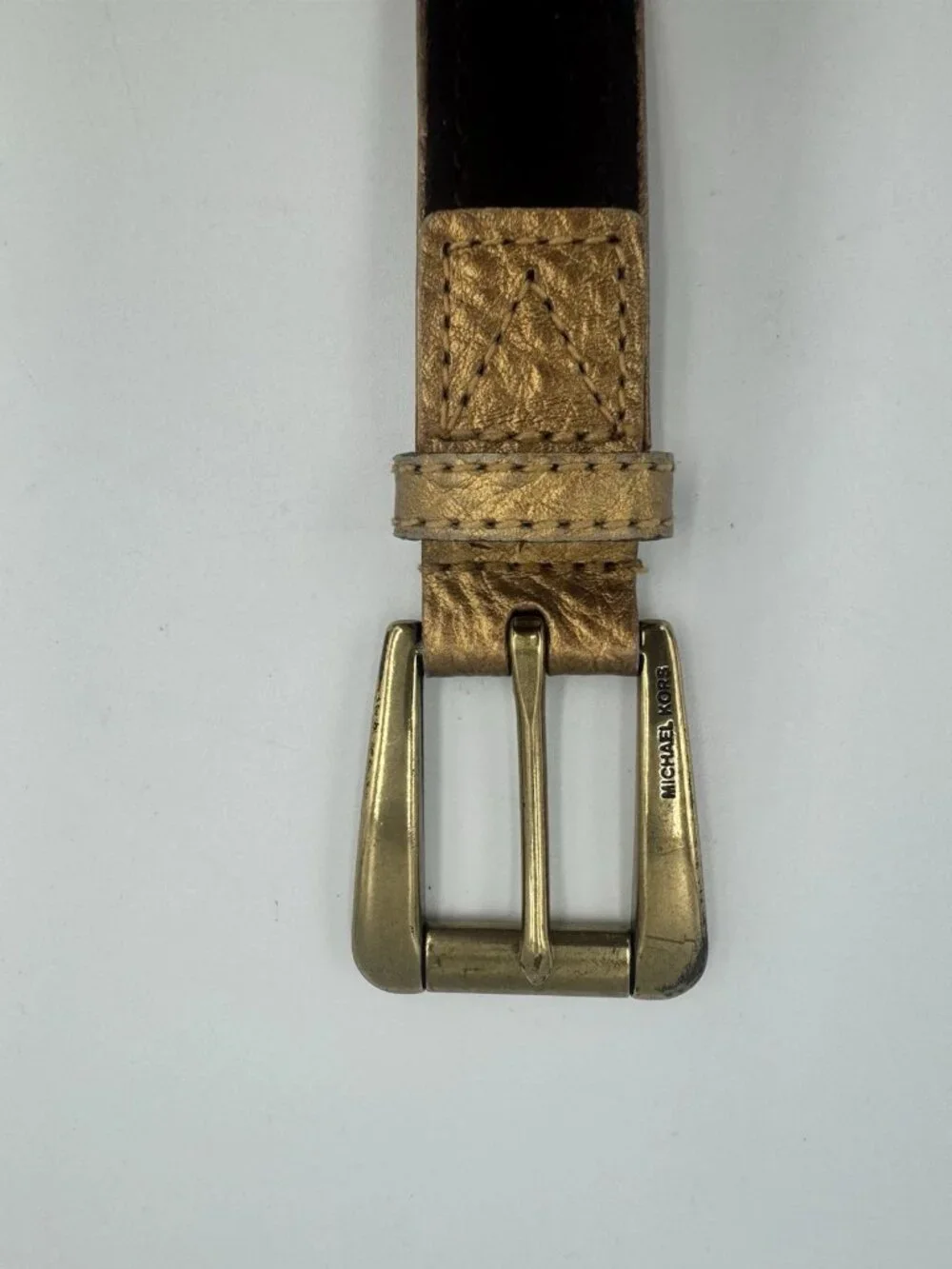 Michael Kors Suede Leather Belt Womens M Brown Gold Buckle